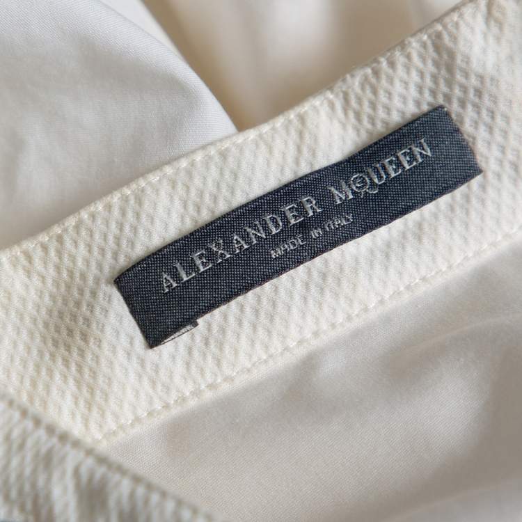 Pre Owned Alexander McQueen White Cotton Stud Detailed Button Front Shirt M