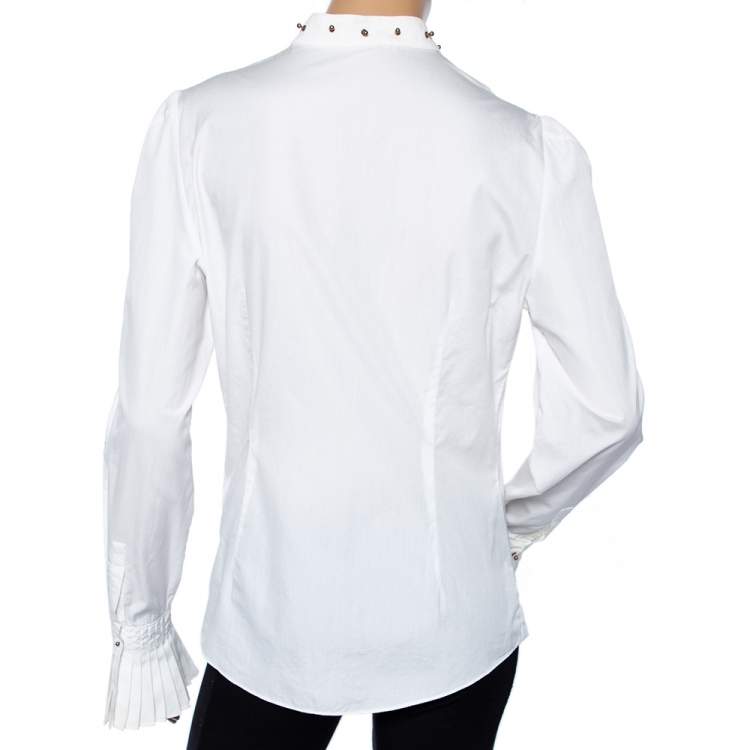 Pre Owned Alexander McQueen White Cotton Stud Detailed Button Front Shirt M