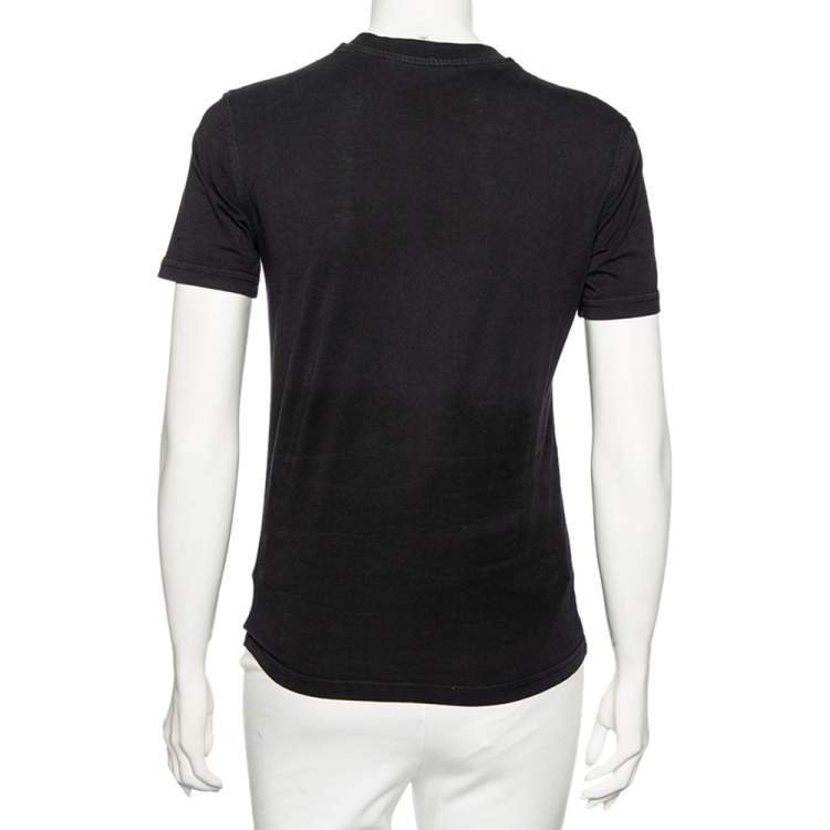Pre Owned Alexander Mcqueen Black Cotton Pink Swallow Embroidered Crewneck T-Shirt XXS