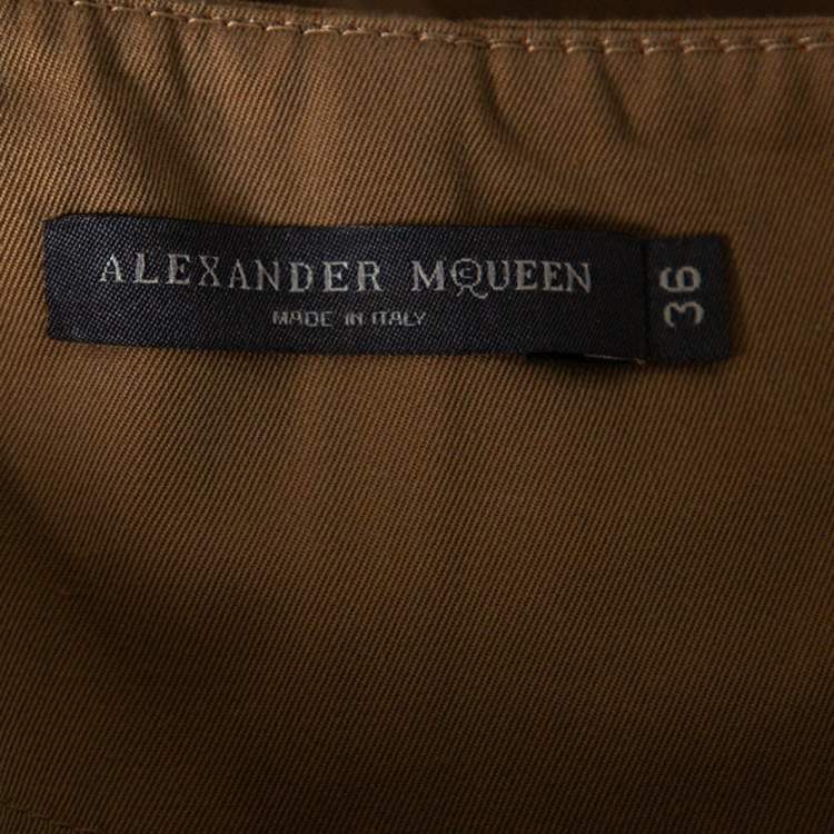 Pre Owned Alexander McQueen Beige Cotton Paper Bag Waisted High Rise Shorts XS