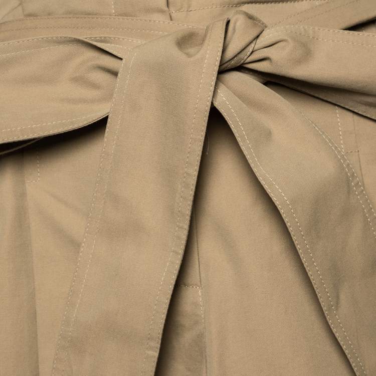 Pre Owned Alexander McQueen Beige Cotton Paper Bag Waisted High Rise Shorts XS
