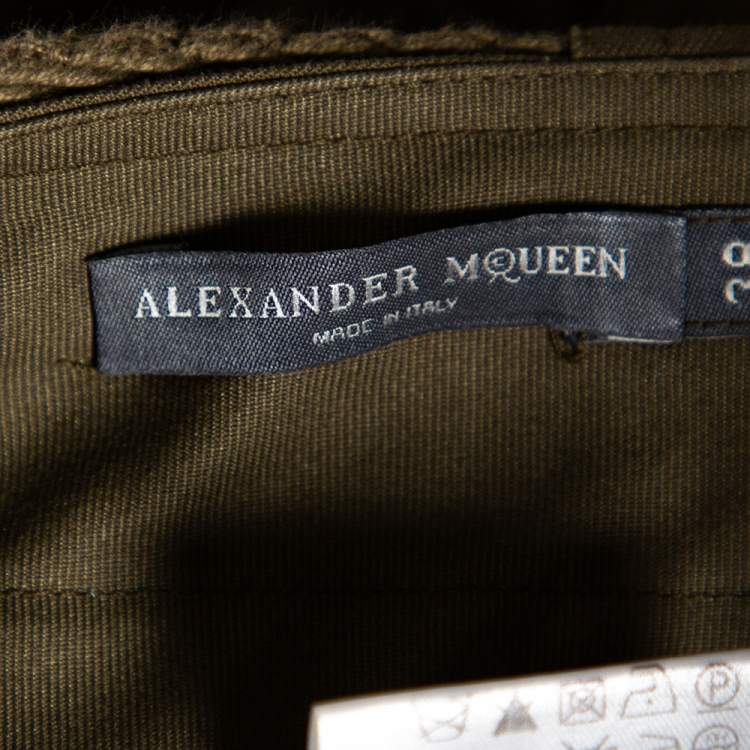 Pre Owned Alexander McQueen Olive Green Belted Cargo Shorts S 