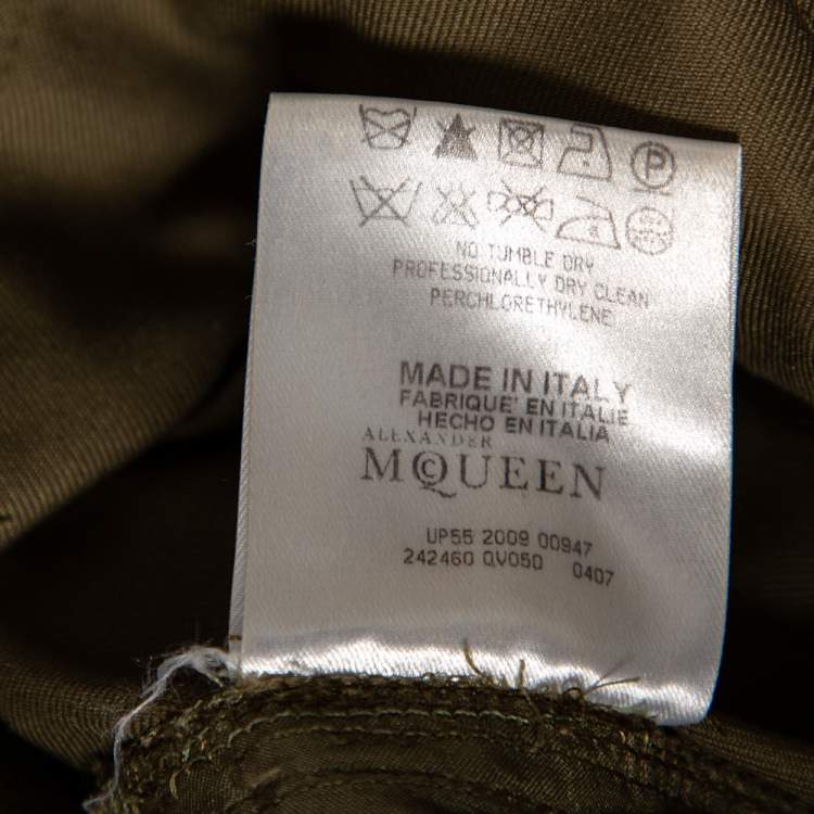 Pre Owned Alexander McQueen Olive Green Belted Cargo Shorts S 