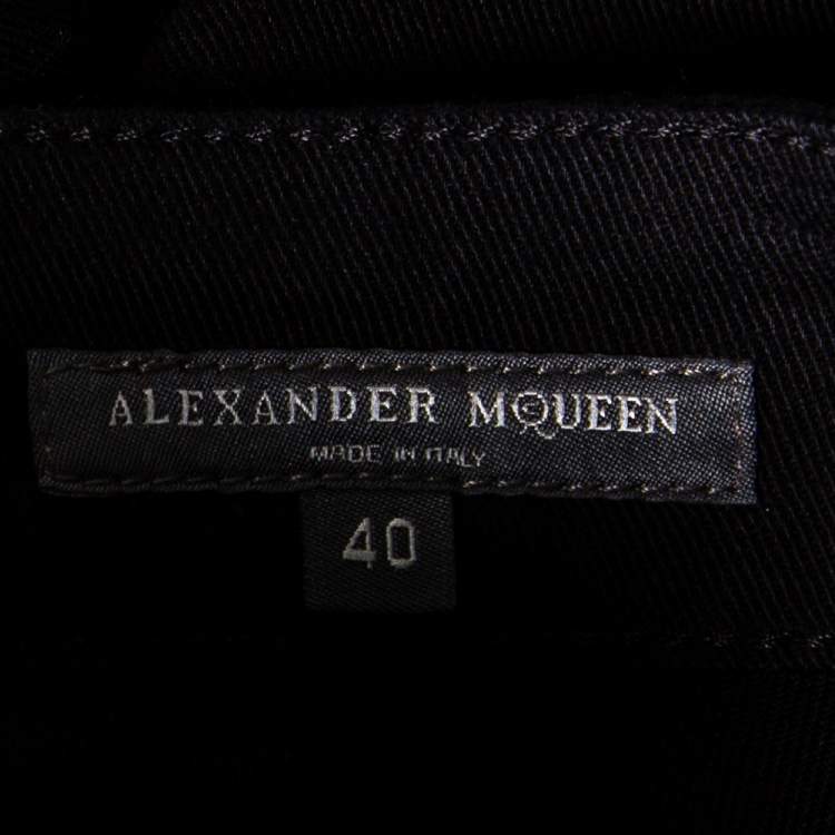 Pre Owned Alexander McQueen Black Denim Contrast Detail Skinny Jeans S