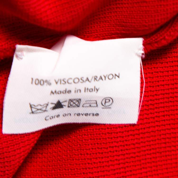 Pre Owned Alexander McQueen Red Knit Asymmetric Neck Detailed Top M