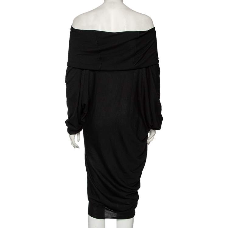 Pre Owned Alexander McQueen Black Knitted Off-Shoulder Dress L 