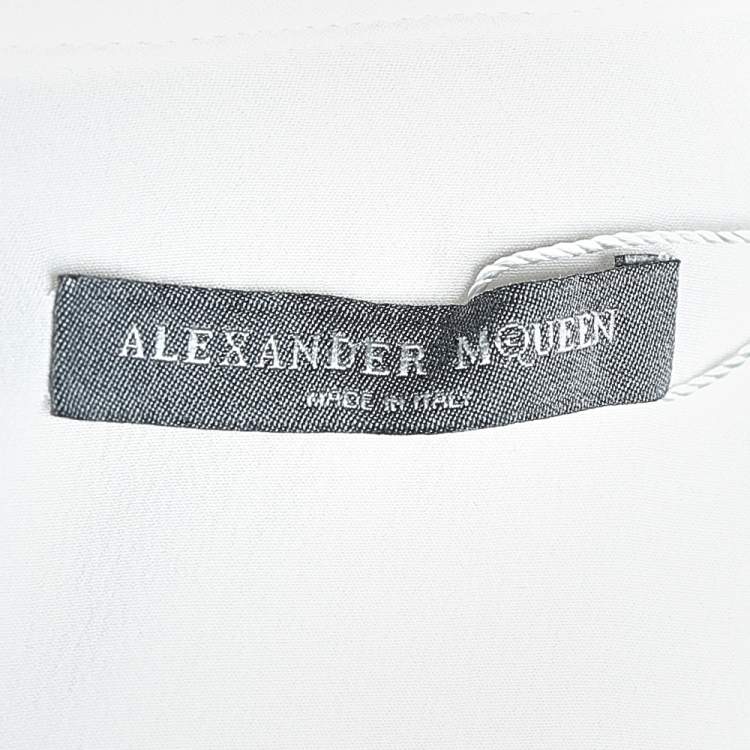Pre Owned Alexander McQueen Cream Floral Embroidered Silk Shirt M
