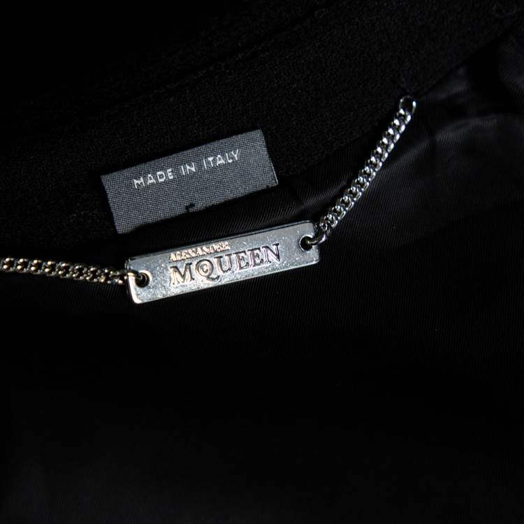Pre Owned Alexander McQueen Black Wool Double Breasted Cape Coat S