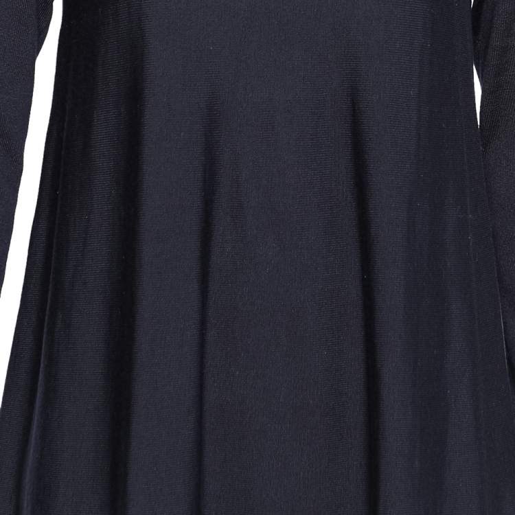 Pre Owned Alexander McQueen Navy Blue Wool Ruffle Hem Mini Dress L