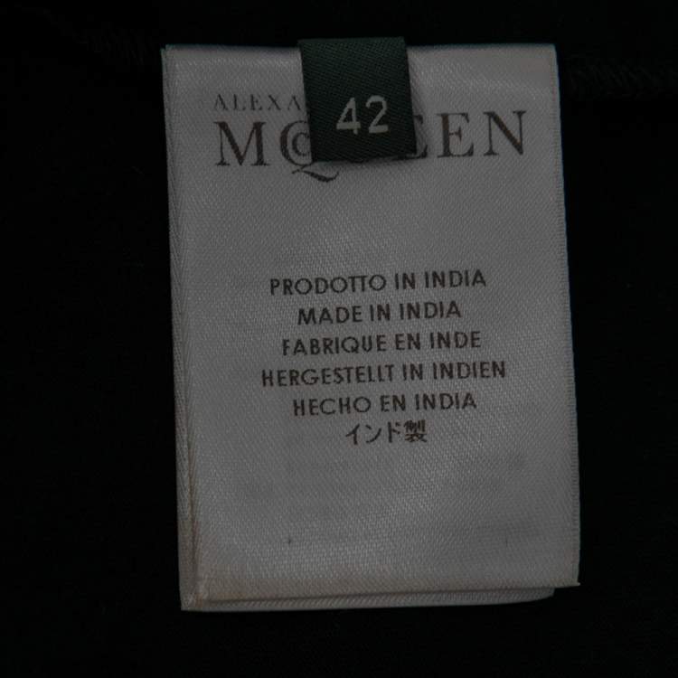 Pre Owned Alexander McQueen Black Gold Glory Embellished Cotton Top M