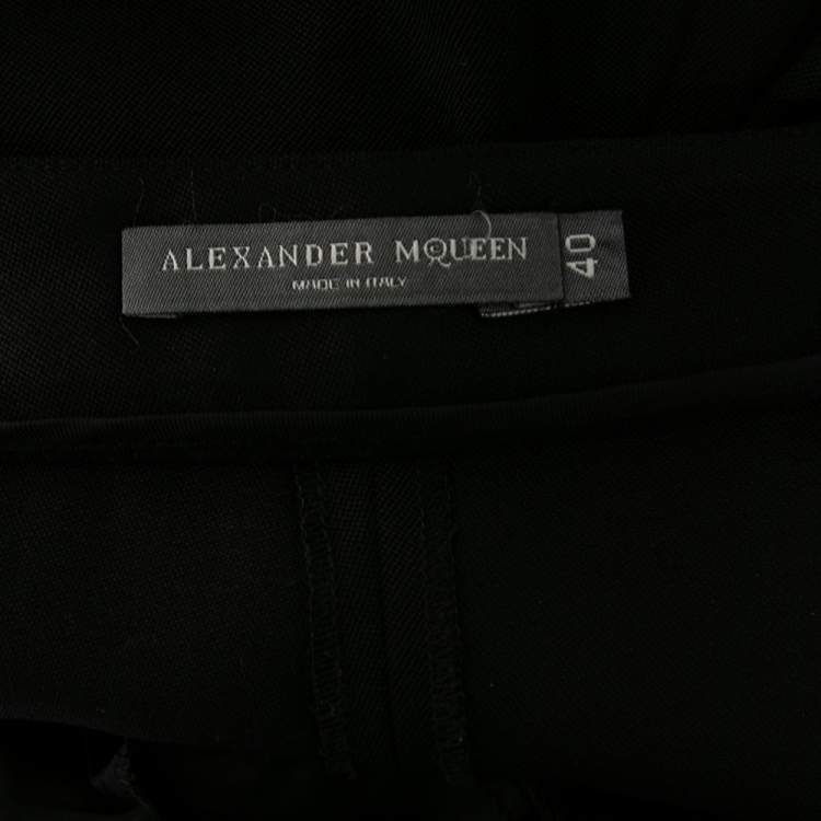 Pre Owned Alexander McQueen Black Wool Pleated Palazzo Pants S