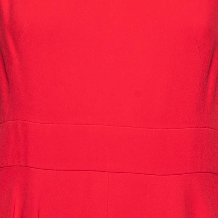 Pre Owned Alexander McQueen Red Crepe Pleated Sleeveless Dress M