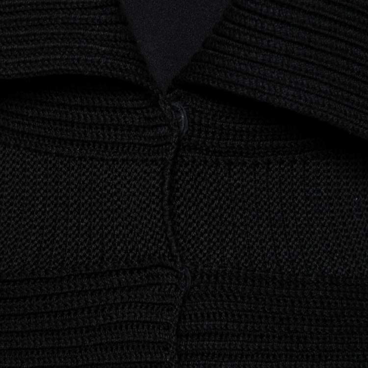 Pre Owned Alexander McQueen Black Wool Long Sleeves Flared Hem Cardigan XS