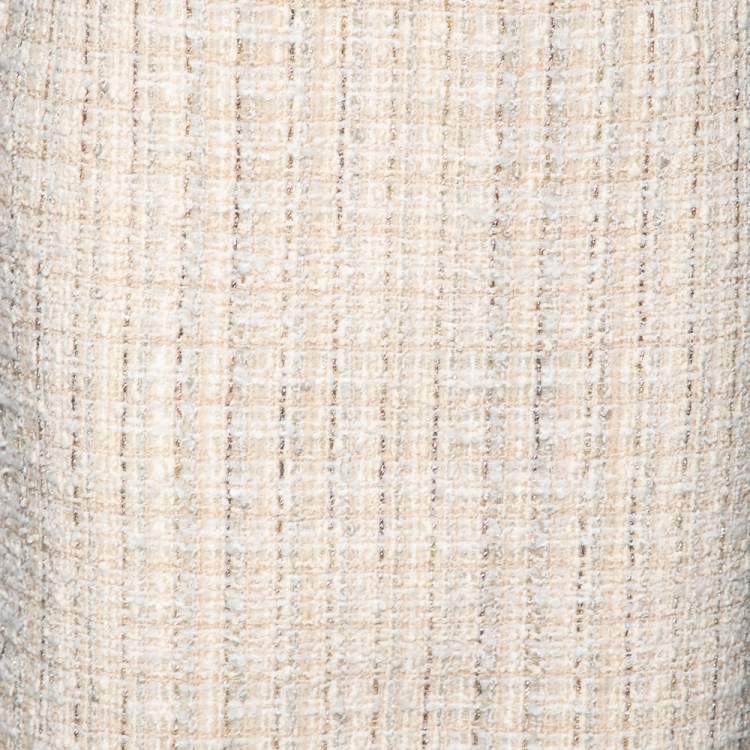 Pre Owned Alexander McQueen Cream Tweed Knee Length Skirt M