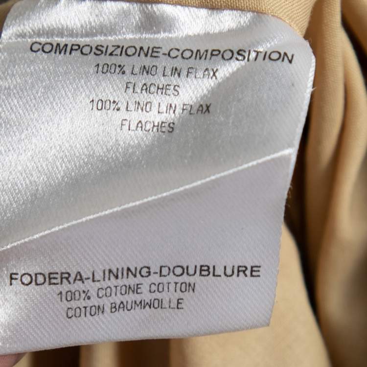 Pre Owned Alexander McQueen Gold Linen Bow Detail Pencil Skirt M