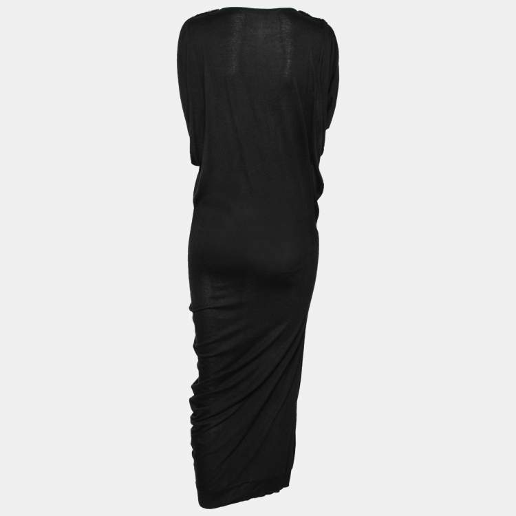 Pre Owned Alexander McQueen Black Knit Mirror Embellished Detail Dress M