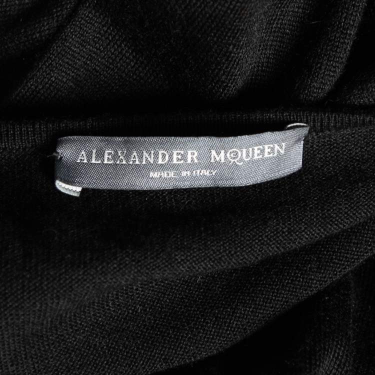 Pre Owned Alexander McQueen Black Knit Mirror Embellished Detail Dress M