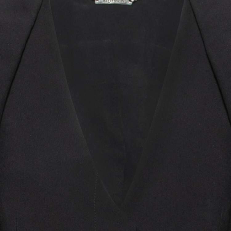 Pre Owned Alexander McQueen Black Crepe Overlay Detail Blazer M