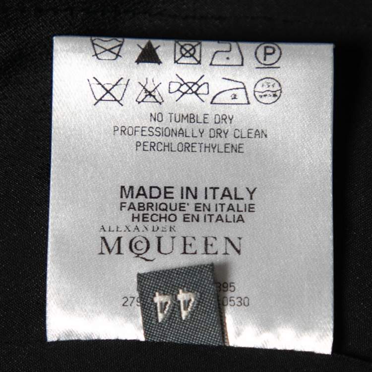 Pre Owned Alexander McQueen Black Crepe Overlay Detail Blazer M