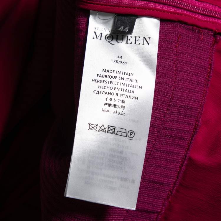 Pre Owned Alexander McQueen Purple and Red Knit Cut Out Detail Bell Sleeve Dress M