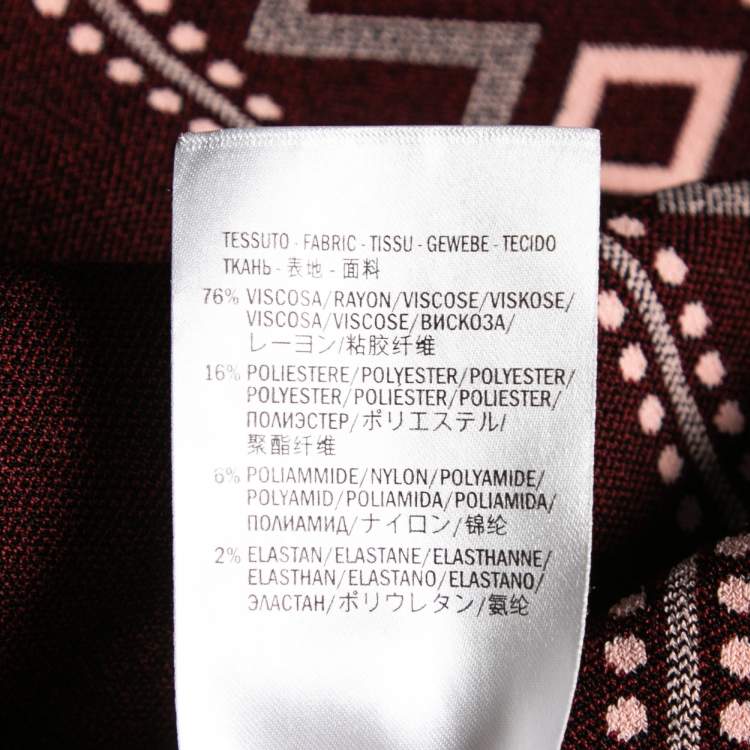 مملوكة مسبقًا Alexander McQueen Pink Knit Geometric Pattern Short Sleeves Flared Dress M