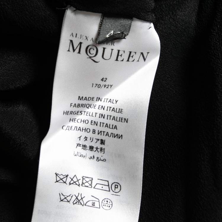 Pre Owned Alexander McQueen Brown Obsession Print Crepe Cape Sleeve Dress M