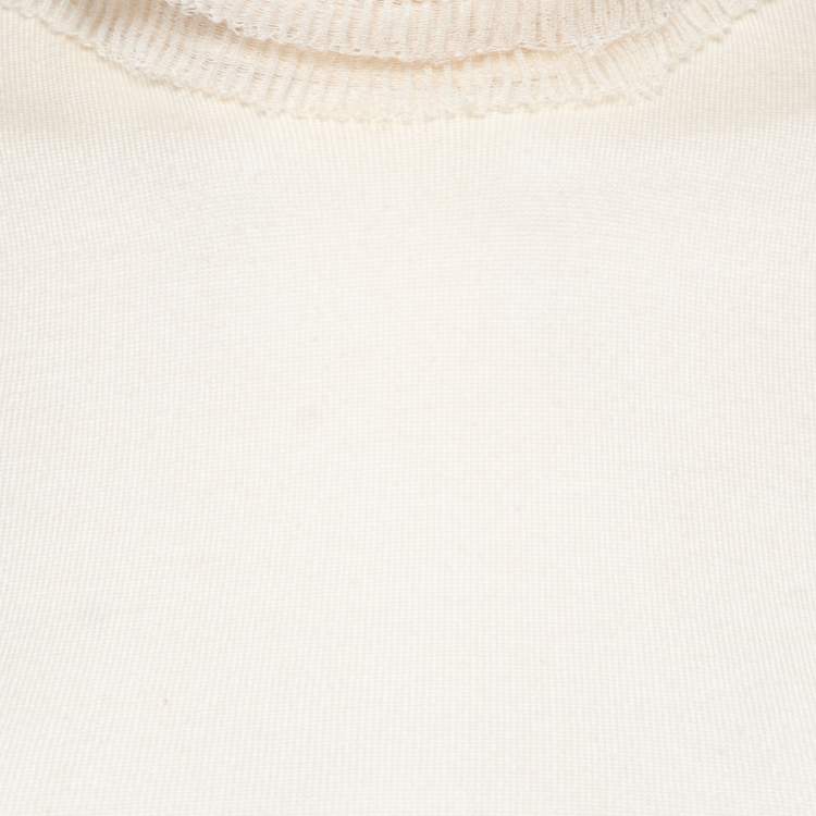 Pre Owned Alexander McQueen Cream Ruffle Detailed Turtle Neck Top S