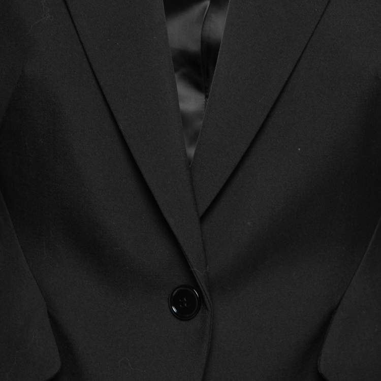 Pre Owned Alexander McQueen Black Wool Zip Detail Single Breasted Blazer M