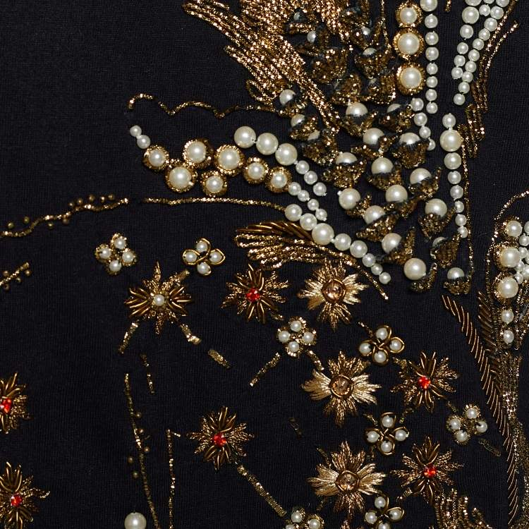 Pre Owned Alexander McQueen Black Embellished Skull Motif Tank Top M