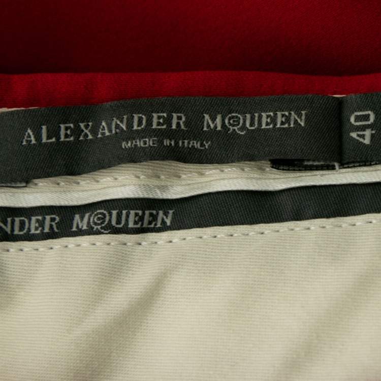 Pre Owned Alexander McQueen Red Crepe Suit M