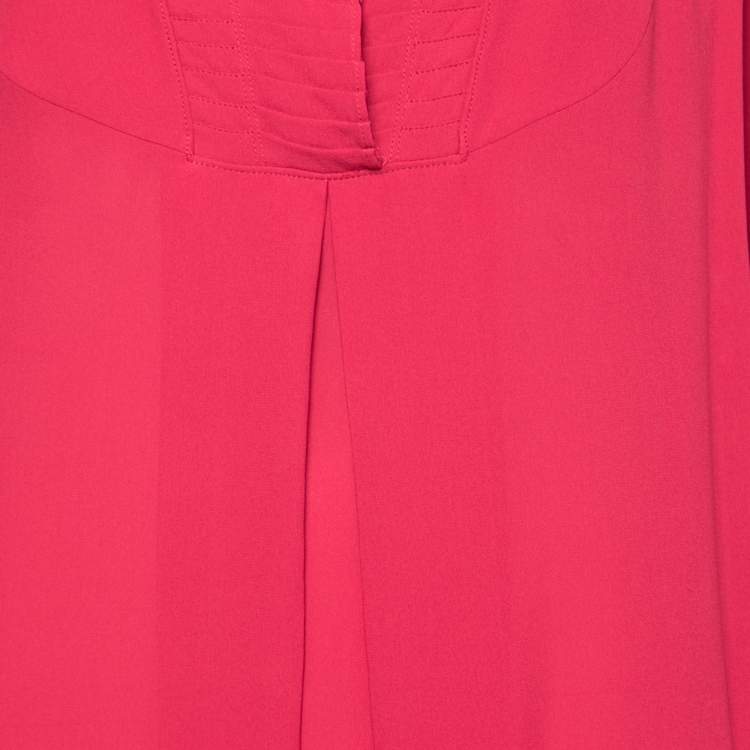 Pre Owned Alexander McQueen Fuchsia Silk Long Sleeve Tunic Dress S