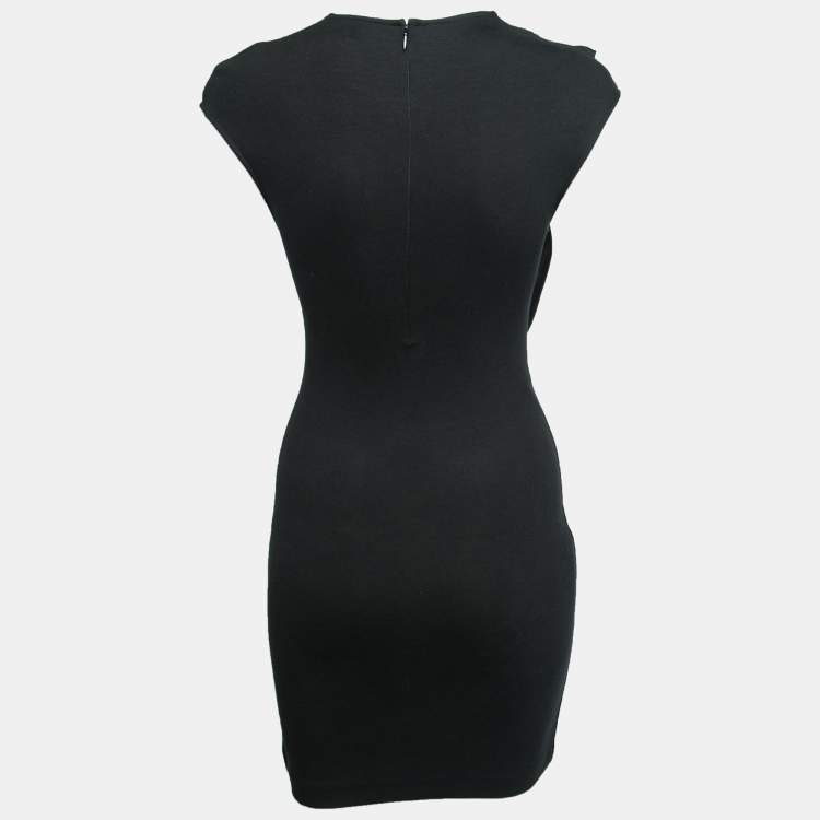 Pre Owned Alexander McQueen Black Jersey Ruffle Detail Sleeveless Dress S