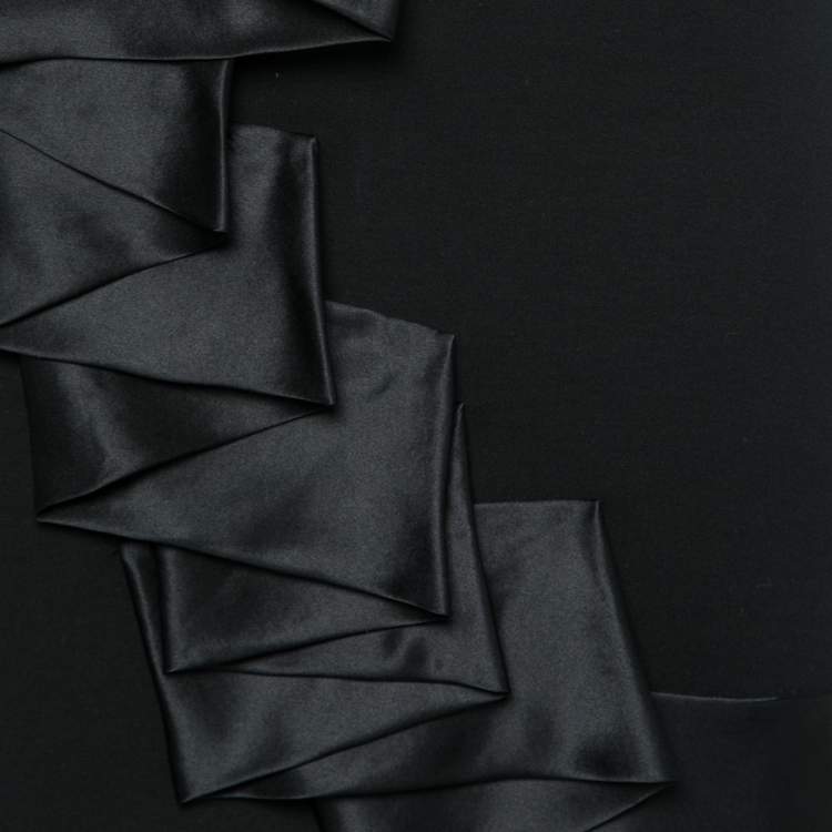 Pre Owned Alexander McQueen Black Jersey Ruffle Detail Sleeveless Dress S