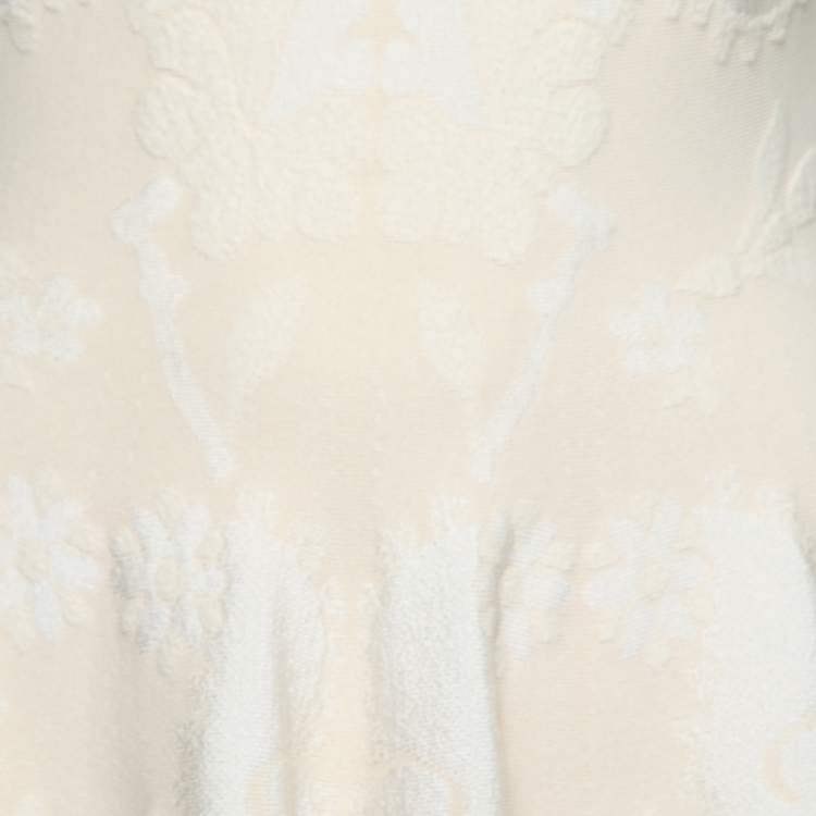 Pre Owned Alexander McQueen Cream Jacquard Sleeveless Dress S