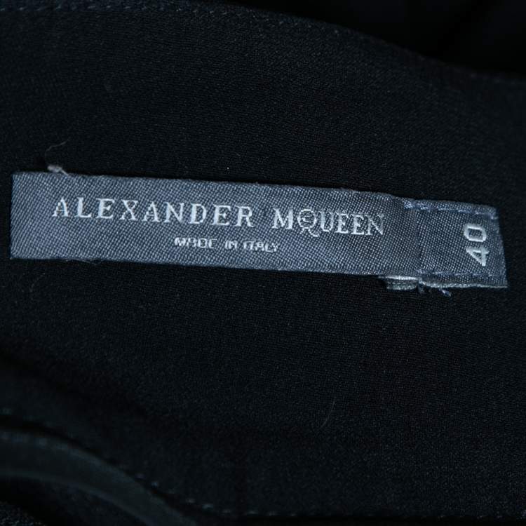 Pre Owned Alexander McQueen Black Crepe High Waist Palazzo Pants S