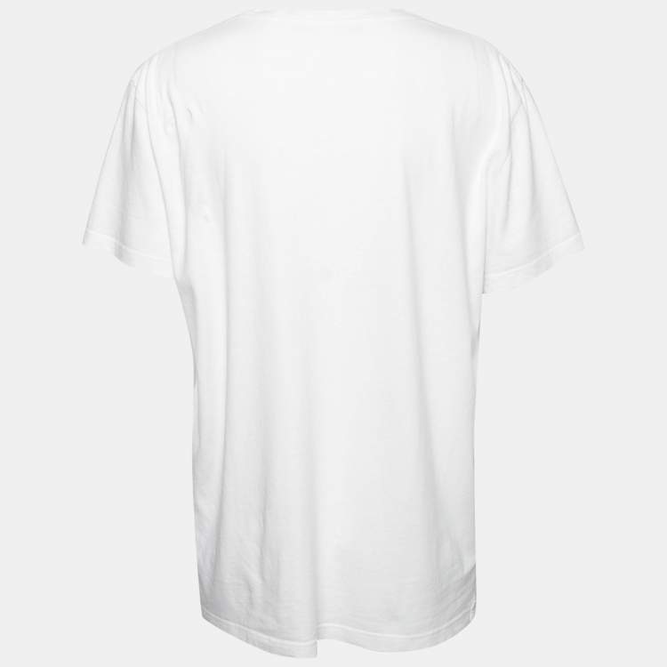 Pre Owned Alexander McQueen White Skull Printed Cotton Crew Neck T-Shirt XL