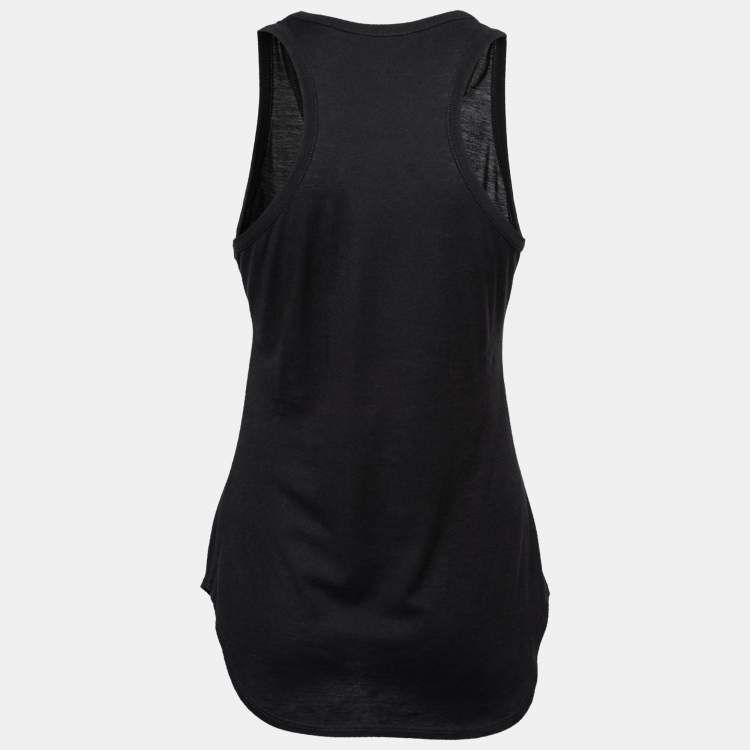 Pre Owned Alexander McQueen Black Floral Print  Jersey Tank Top S