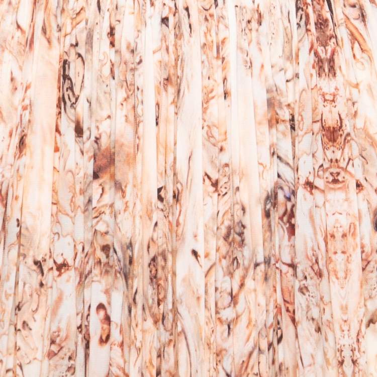 Pre Owned Alexander McQueen Pink Printed Jersey Draped Sleeveless Maxi Dress M