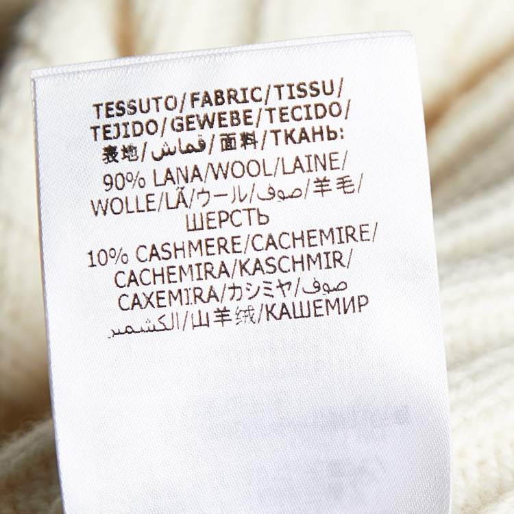 Pre Owned Alexander McQueen Off White Wool Cable Knit Peplum Jumper S