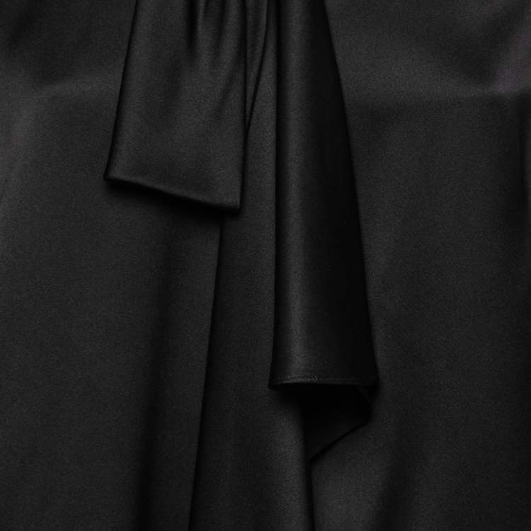 Pre Owned Alexander McQueen Black Satin Silk Draped Sleeveless Top M