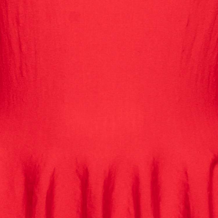 Pre Owned Alexander McQueen Red Wool Peplum Long Sleeve Sweater L