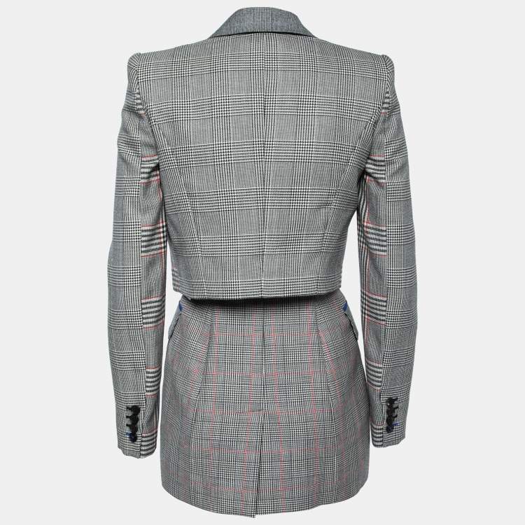 Pre Owned Alexander McQueen Black Checked  Wool Layered Blazer S