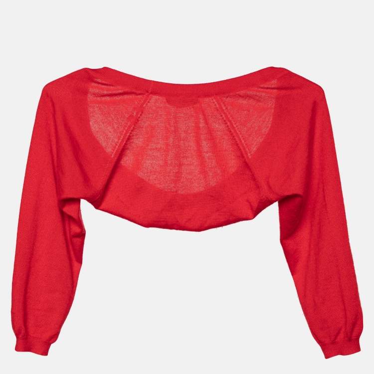 Pre Owned Alexander McQueen Red Knit Cropped Shrug S