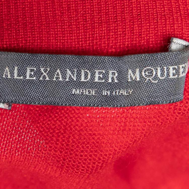 Pre Owned Alexander McQueen Red Knit Cropped Shrug S