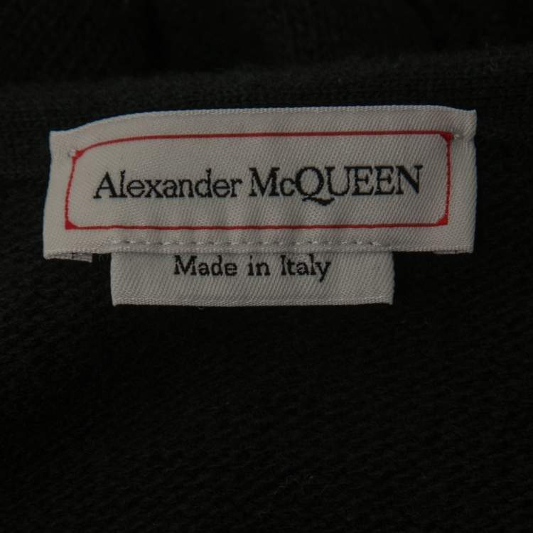 Pre Owned Alexander McQueen Black Wool Knit Open Front Cardigan M