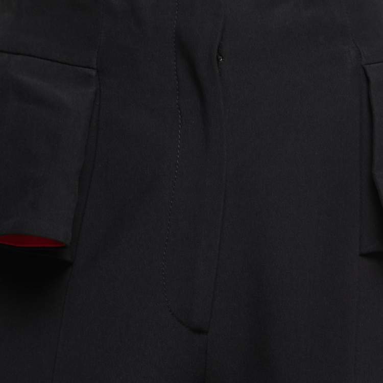 Pre Owned Alexander McQueen Black Crepe Ruffled Waist Trousers M