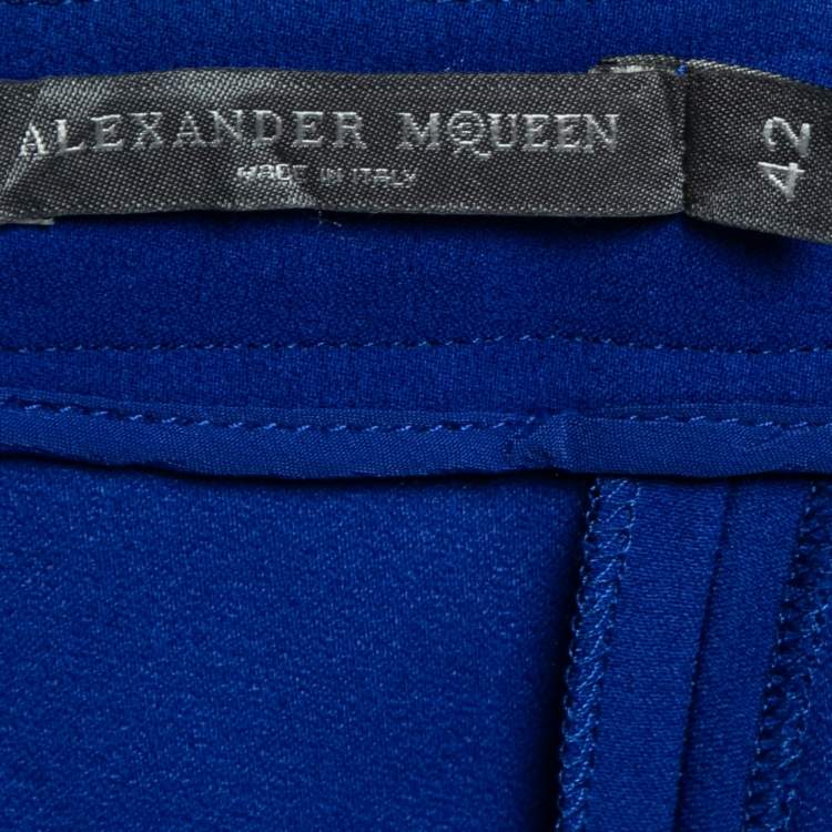 Pre Owned Alexander McQueen Blue Crepe Tailored Trousers M