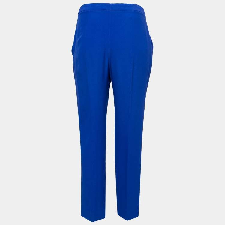 Pre Owned Alexander McQueen Blue Crepe Tailored Trousers M