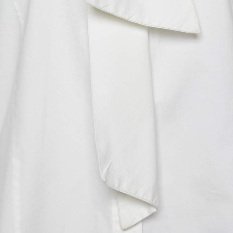 Pre Owned Alexander McQueen White Cotton Tie Detail Shirt S