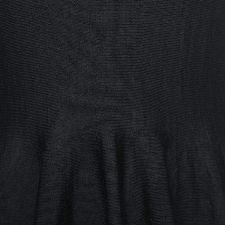 Pre Owned Alexander McQueen Black Wool Knit Peplum Tank Top S
